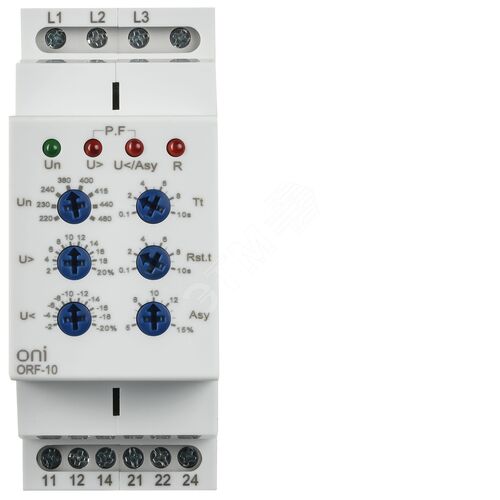 Реле контроля фаз ORF-10 3 фазы 2 контакта 220-460В AC ONI