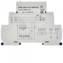 Реле контроля фаз ORF-06D 3 фазы 2 контакта 127-265В AC с контролем нейтрали ONI