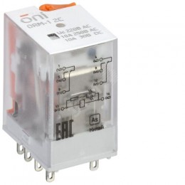 Реле интерфейсное ORM-1 2C 220В AC со светодиодом и тестовой кнопкой ONI
