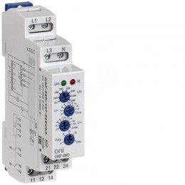 Реле контроля фаз ORF-06D 3 фазы 2 контакта 127-265В AC с контролем нейтрали ONI