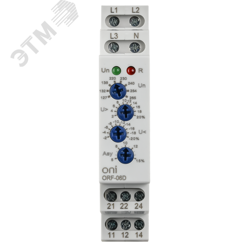 Реле фаз ORF-06D трехфазное 2 контакта 127-265В AC с контролем нейтрали