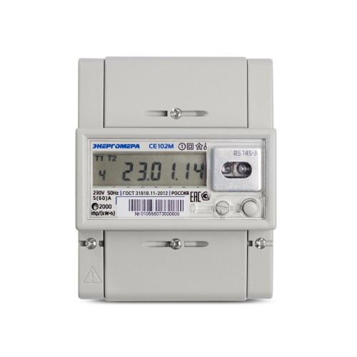 Счетчик электроэнергии CE102M R5 145-A однофазный многотарифный, 560, класс точности 1.0, D, ЖКИ, RS485 Мск