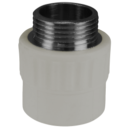 Муфта комбинированная 20x1/2' НР полипропиленовая PPR серая