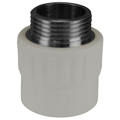 Муфта комбинированная 20x1/2' НР полипропиленовая PPR серая