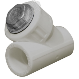 Фильтр сетчатый 25х3/4' ВВ косой, полипропиленовый PPR серый