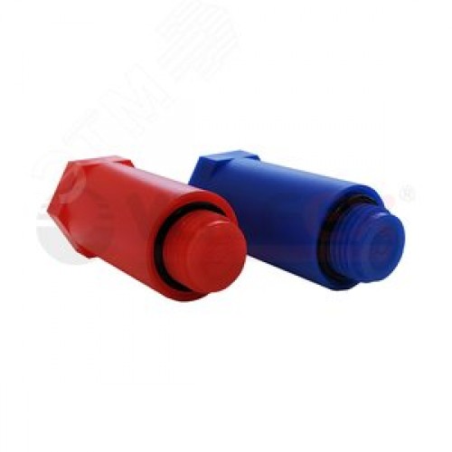 Заглушка 1/2' удлиненная полипропиленовая PPR, набор из двух штуксиняя+красная