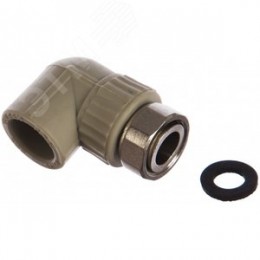 Угольник комбинированный 25x3/4' ВР с накидной гайкой, переходной, полипропиленовый PPR, белый