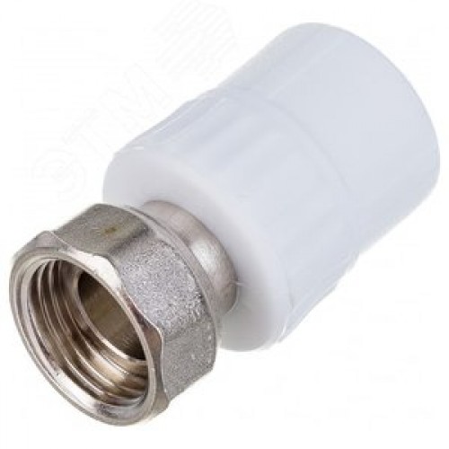 Муфта комбинированная 20x3/4' ВР накидная гайка, полипропиленовая PPR, белая