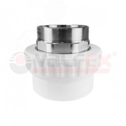 Муфта комбинированная 40x 1 1/2' НР под ключ, полипропиленовая PPR белая