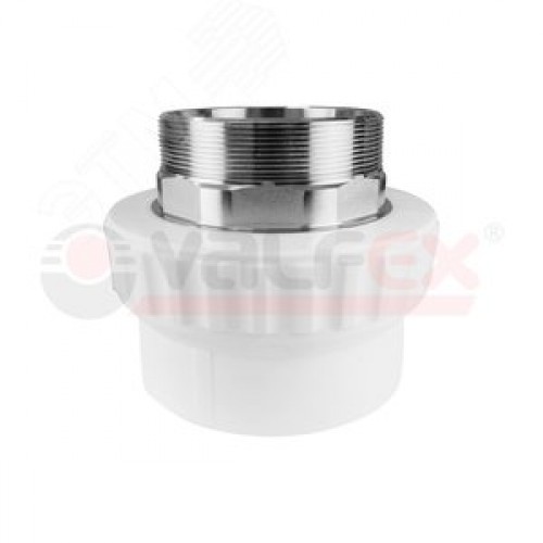 Муфта комбинированная 40x 1 1/2' НР под ключ, полипропиленовая PPR белая