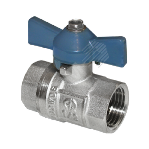 Кран шаровой ВВ 3/4 бабочка никелированный