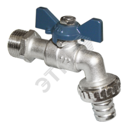 Кран водоразборный со штуцером 3/4' НР бабочка никелированный