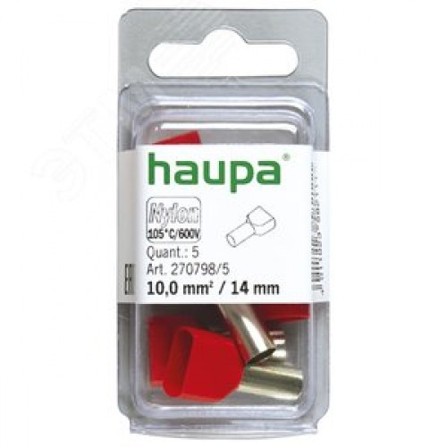 Конечная гильза для двух проводов цвет красный 10 /14 (упак. 5 шт.)