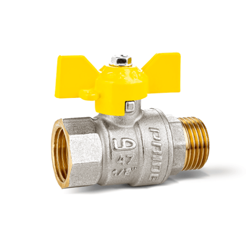 Кран шаровой латунный никелированный 11б27п Ду15 Ру40 (1/2') ВН бабочка GAS