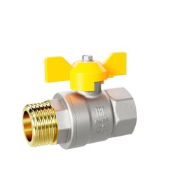 Кран шаровой латунный никелированный 11б27п Ду15 Ру40 (1/2') ВН бабочка GAS