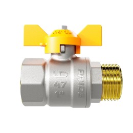 Кран шаровой латунный никелированный 11б27п Ду15 Ру40 (1/2') ВН бабочка GAS
