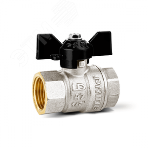 Кран шаровой латунный никелированный 47.32.В-В.Б Ду 32 Ру 25 бабочка