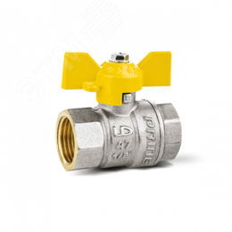 Кран шаровой латунный никелированный 11б27п Ду20 Ру40 (3/4') ВР/ВР бабочка GAS