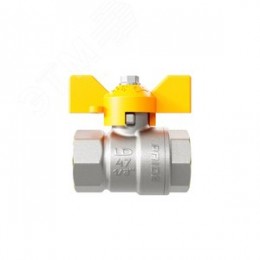 Кран шаровой латунный никелированный 11б27п Ду20 Ру40 (3/4') ВР/ВР бабочка GAS