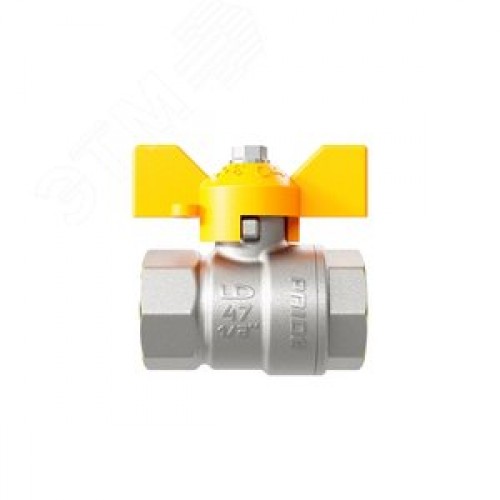 Кран шаровой латунный никелированный 11б27п Ду20 Ру40 (3/4') ВР/ВР бабочка GAS
