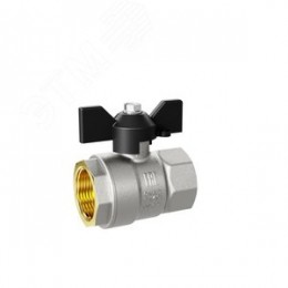 Кран шаровой латунный никелированный 11б27п1 Ду15 Ру40 (1/2') ВР/ВР бабочка