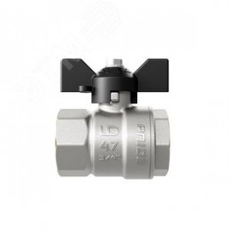 Кран шаровой латунный никелированный 11б27п1 Ду15 Ру40 (1/2') ВР/ВР бабочка