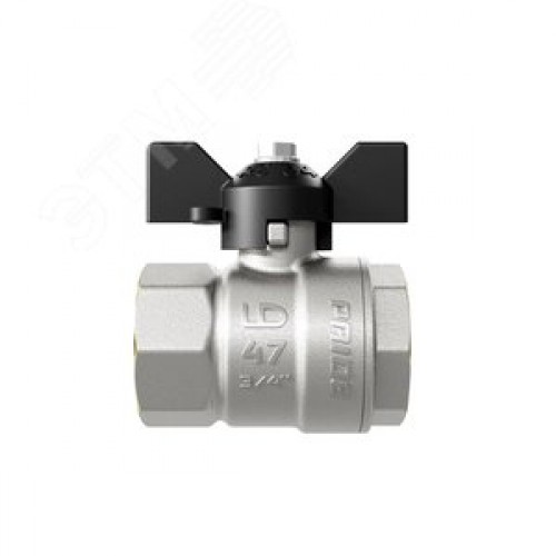 Кран шаровой латунный никелированный 11б27п1 Ду25 Ру40 (1') ВР/ВР бабочка