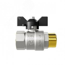 Кран шаровой латунный никелированный 11б27п1 Ду25 Ру40 (1') ВН бабочка