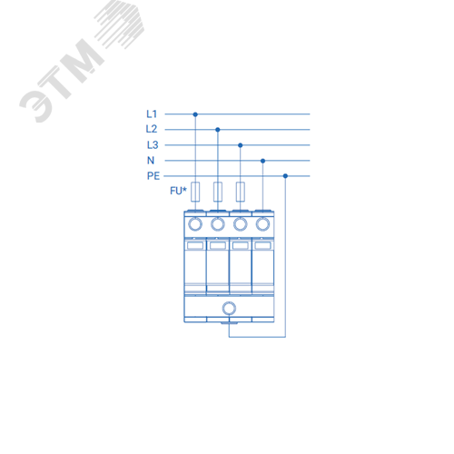 УЗИП (Устройство защиты от импульсных перенапряжений) РИФ-Э-I+II 275/12,5 c (4+0)