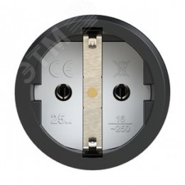 Розетка каб 16A/250V/2P+E/IP54 с черным крышкой и корпусом, маркер черный