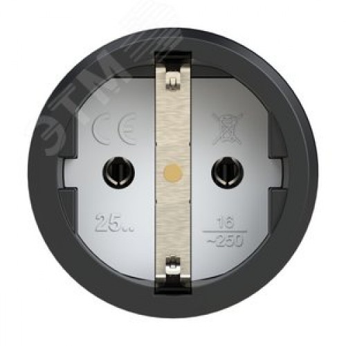 Розетка каб 16A/250V/2P+E/IP54 с черным крышкой и корпусом, маркер черный