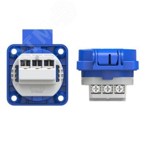 Розетка встраиваемая 16А/250V/2P+E/IP54 50x50 подкл. сзади синяя