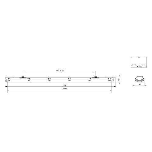 Светильник под две светодиодные лампы SPP-101-0-002-120 IP65 T8 G13 1200мм (8/144)