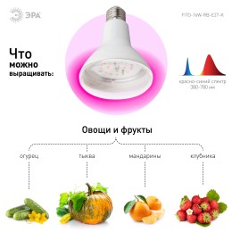 Лампа светодиодная лампа для рассады тип А60,FITO-16W-RB-E27-K 16 Вт, 220-240V