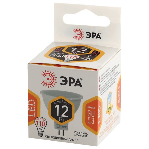 Лампа светодиодная LED 12 Вт 960Лм 2700К софит теплый GU5.3 170-265В LED MR16-12W-827-GU5.3 Standart