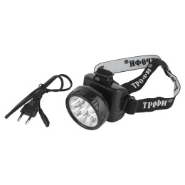 Фонарь налобный светодиодный 4Вт 50Лм IP40 LED 2 режима аккумуляторный TG9 черный