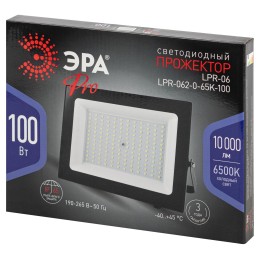 Прожектор светодиодный ДО-100 Вт 6500К 10000 Лм IP65 черный 100w холодный 190-265В LPR-062-0-65K-100