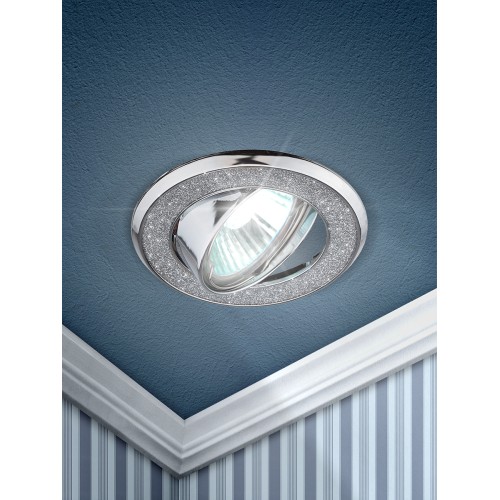 Светильник декор круглый со стеклянной крошкой MR16,12V/220V, 50W, хром/серебря DK18 CH/SH SL