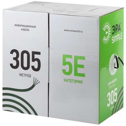 Кабель витая пара F/UTP 4x2x24AWG Cat5e CU PVC 305м ЭРА SIMPLE FL-4-PVC