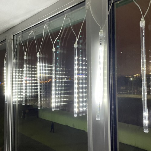 Гирлянда LED Сосульки 2,1м холодный свет, 7V, IP44 (трансформатор в комплекте)