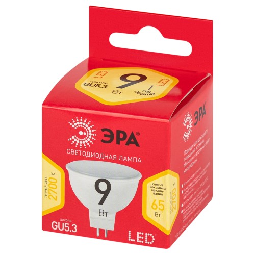 Лампа светодиодная LED 9 Вт 720Лм 2700К софит теплый GU5.3 220-240В LED MR16-9W-827-GU5.3 Red Line