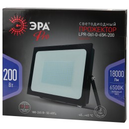 Прожектор светодиодный ДО-200Вт 6500К 18000Лм IP65 черный 200w холодный 180-265В LPR-061-0-65K-200