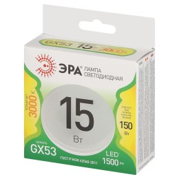 Лампа светодиодная LED 15 Вт 1500Лм 3000К таблетка (GX53) теплый GX53 220-240В LED GX-15W-830-GX53 Green Line