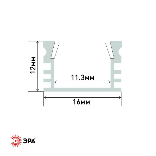 Комплект с накладным анодированным профилем CAB26116х12мм, 2 м