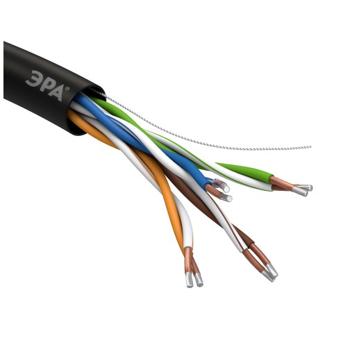 Кабель витая пара U/UTP 4x2x24AWG Cat5e CCA PE наруж. 305м ЭРА SIMPLE UL-4-PE-A