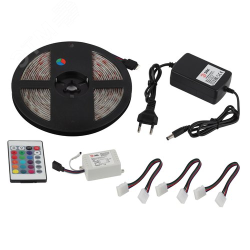 Комплект светодиодной ленты 14,4Вт/м 12В RGBК IP65 60LED/м 5050kit-14,4-60-12-IP65-RGB-5m