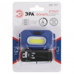 Фонарь налобный светодиодный 3Вт 180Лм IP40 COB 4 режима на батарейках 3xAAA (в комплект не входят) Атлант GB-707