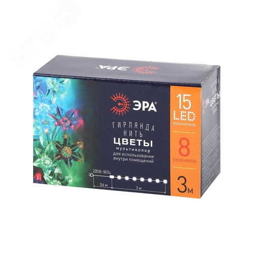 ENIN-3Z Гирлянда LED Нить Цветы 3 м мультиколор, 220V, IP20 (36/864)