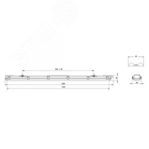 Светильник под две светодиодные лампы SPP-101-0-002-120 IP65 T8 G13 1200мм (8/144)