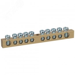 Шина NO-122-15 PEN земля-ноль 6х9мм 10/1 латунная с креплениями по центру